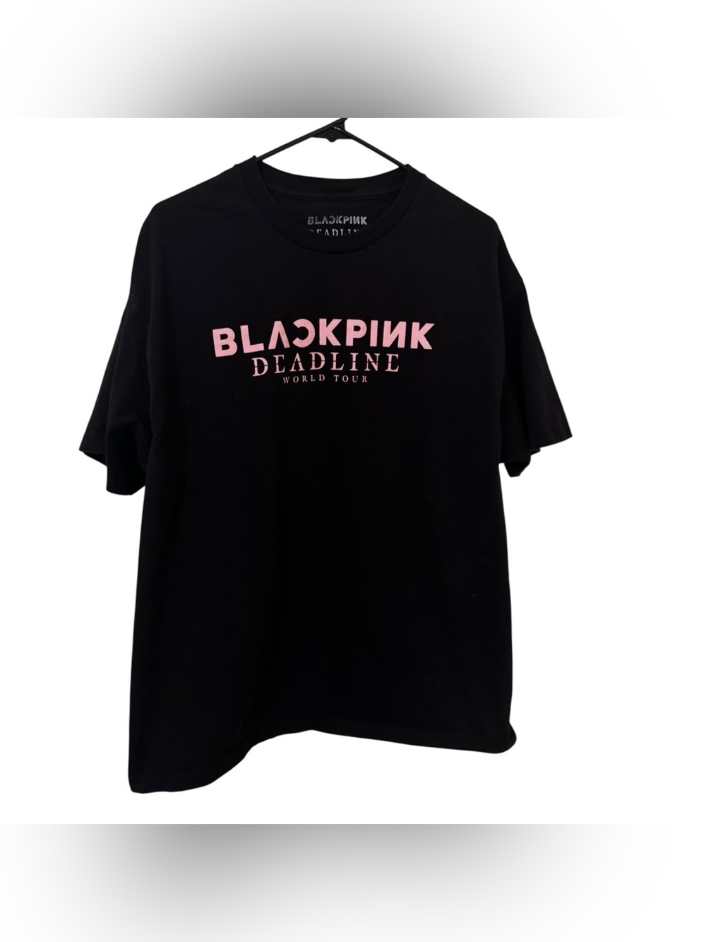 BLACKPINK Deadline World Tour Logo short sleeve shirt- Black with Pink Print XL